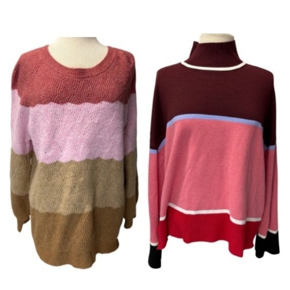 Talbots Colorblock Sweater Women's XL T by Talbots‎ Turtleneck - Lot of 2